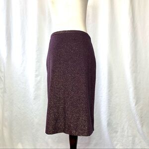 French Connection pencil skirt wine purple gold metallic wool blend 6